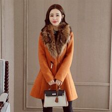 新款毛呢外套纯色优雅2022秋冬百搭潮流大衣时尚简约气质配毛领，女装毛呢外套，时尚俏佳人