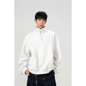 现货DSA059-WY10171-特p46控78立领半拉链大码百搭卫衣,五五分穿搭博主男图片