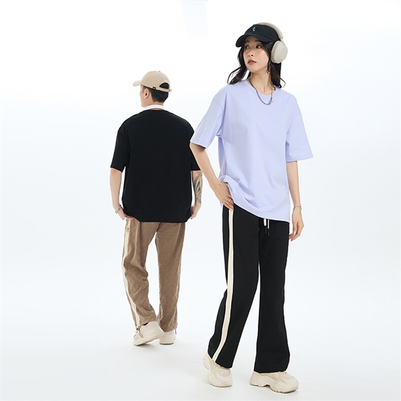 xcy-696#220克纯棉短袖男女港风夏季宽松百搭简约上衣，男装T恤，兴旺制衣·烫画T恤