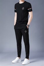 男士短袖冰丝套装2023新款潮流宽松衣服搭配休闲运动t恤两件套，男装休闲套装，电商B212（原钱塘6029）