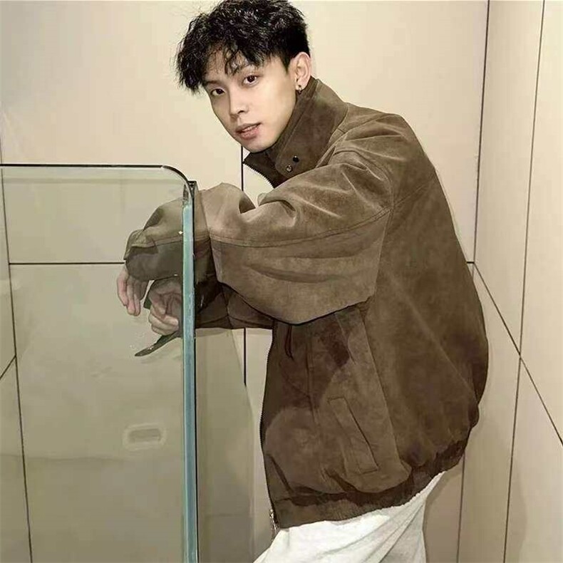现货网图慎用春秋皮夹克扎染皮衣外套JK306P65,男装夹克,星座1904A
