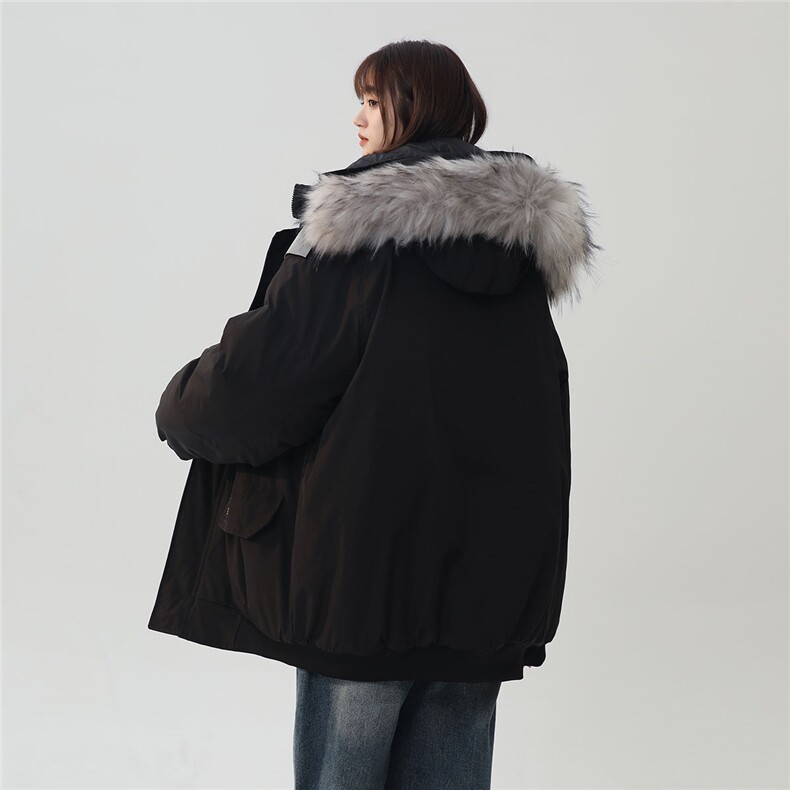 中性风连帽可脱卸毛领工装棉衣男大码潮流棉衣男MY77917P138控198，女装棉衣/棉服，星座226-1