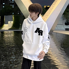 植绒字母刺绣连帽卫衣男秋冬情侣潮牌宽松休闲帽衫上衣WY1011P53，男装卫衣，星座1013-5