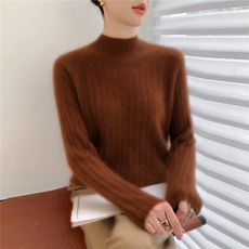 2025年秋季新款百搭女士12针宽抽条半高，女装羊绒衫，百越羊绒