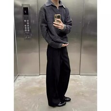 濮院毛衣男针织polo衫日系美式假两件V领文艺套头翻领LF113P65，男装针织衫/毛衣，电商D256-2(原A064-2)