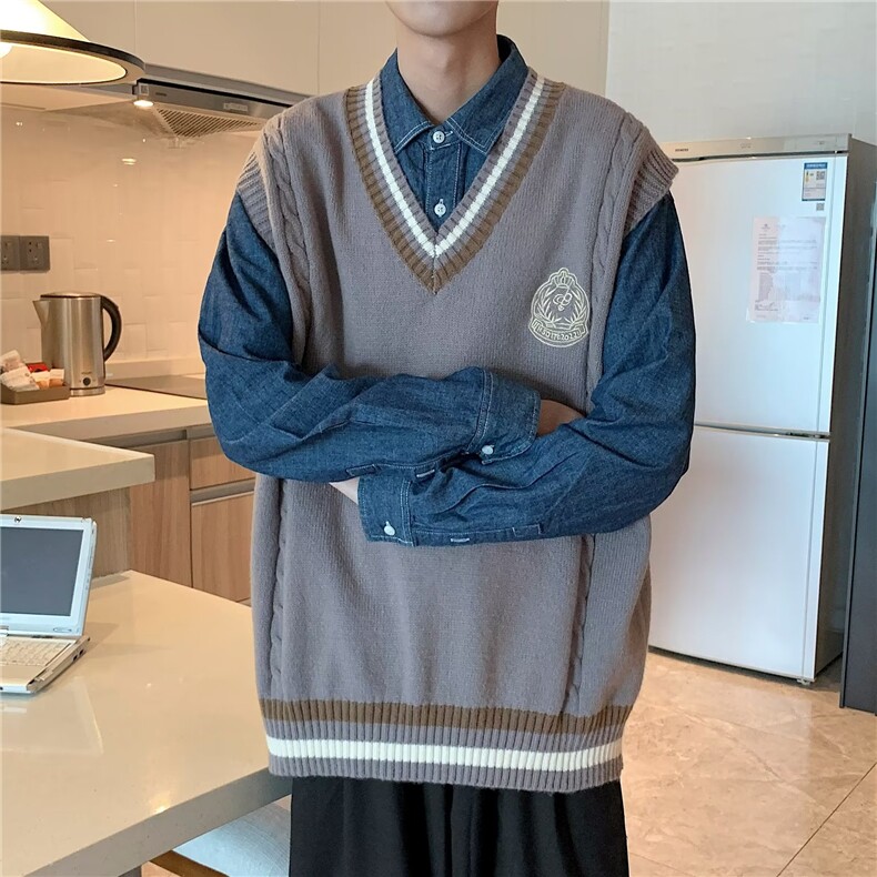 佐藤高校制服背心针织衫秋季新款大码学院风马甲毛衣,男装背心/马甲,星座1013