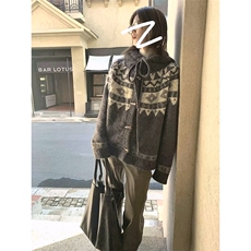 重磅秋冬北极绒开衫毛衣美式复古休闲慵懒风牛角扣针织衫连帽外套，男装针织衫/毛衣，电商A486