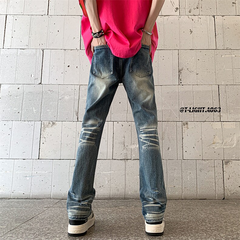 夏季美式高街ins小众破洞牛仔裤货号K755P6588图片