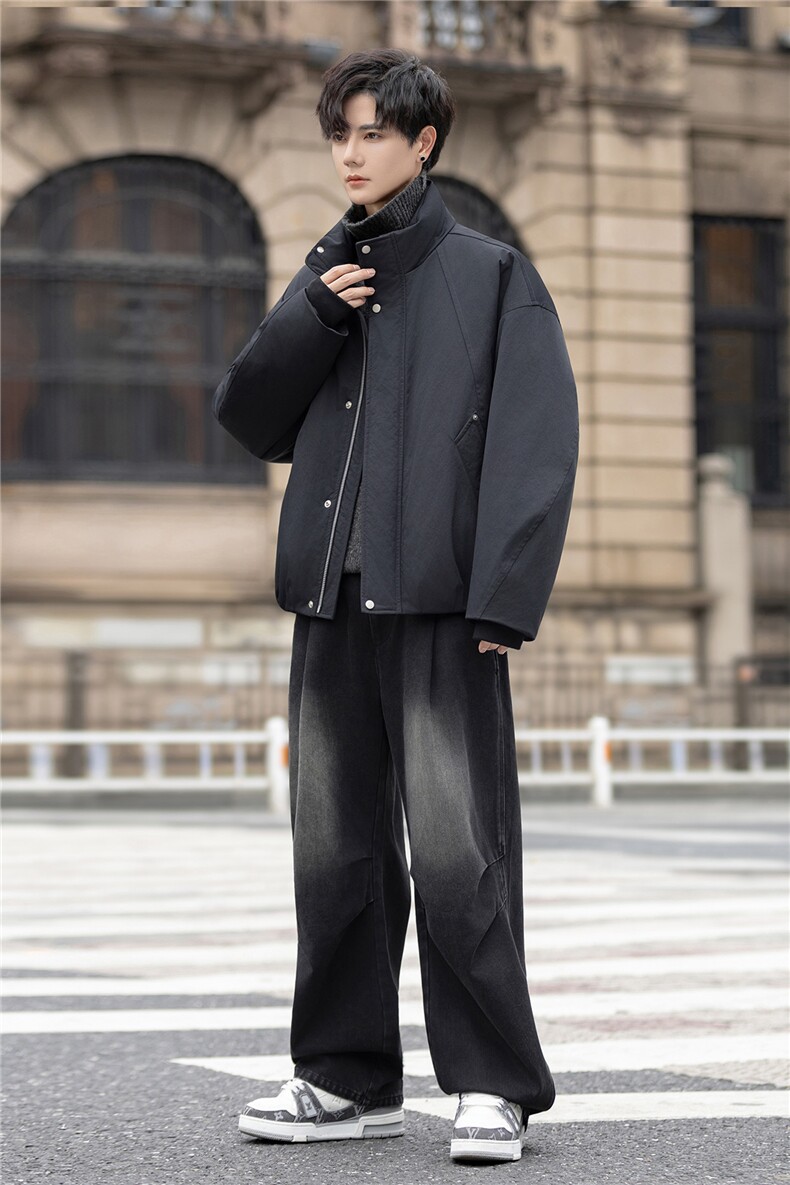 设计款羽绒服夹克男冬装极简风白鸭绒防寒羽绒外套5155-P390控658,男装夹克,电商A355（原A415）