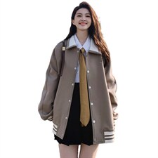 主推现货时尚翻领拼色棒球服休闲短外套，女装短外套，菡迪欧娜