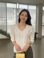 秋冬新款低圆领女修身套头上衣针织衫，女装针织衫/毛衣，玛卡隆羊绒
