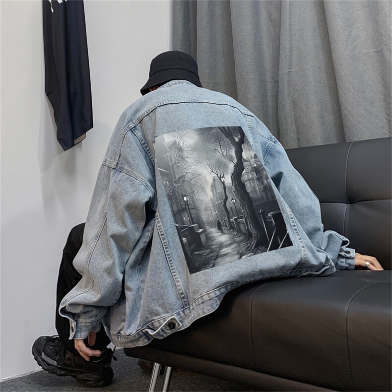 牛仔外套男秋欧美高街hiphop宽松夹克美式潮牌复古上衣JK1014-P68,男装工装外套,星座1103-3