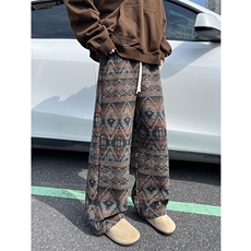 8XL-M羊羔绒裤子男冬季加绒加厚民族风重磅针织棉裤大码KZ023P78，男装民族服装，电商B312