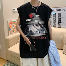 美式复古油画字母印花无袖T恤夏背心/马甲/坎肩XZ514-2-1289-P23，男装背心/马甲，星座514-2(原B239)