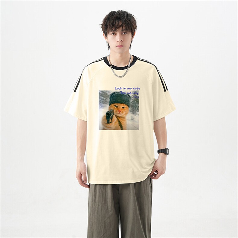 可48小时发货支持抖音得物来样二开重磅美式高街纯棉织带短袖T恤，男装T恤，电商A486