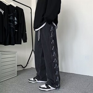 牛仔裤男秋季潮大码休闲裤子高街NA88P45图片