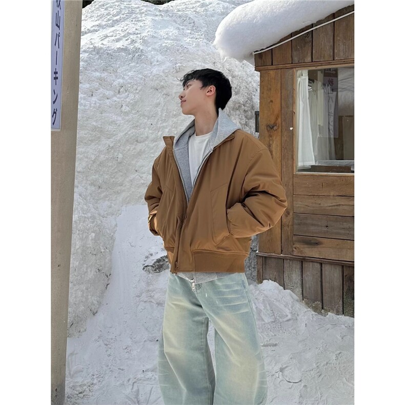 美式飞行员夹克棉服男冬季夹棉加厚廓形立领冲锋衣棒球服外套,男装夹克,星座506A