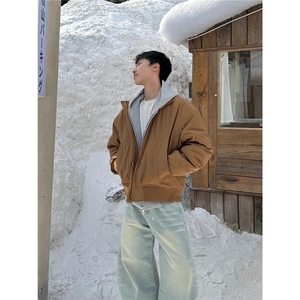 美式飞行员夹克棉服男冬季夹棉加厚廓形立领冲锋衣棒球服外套图片