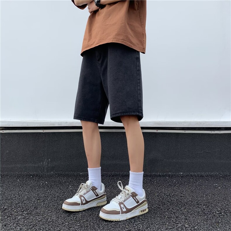 简洁牛仔短裤男士夏季2024新款宽松休闲五分裤子D3219,男装牛仔裤,星座1116A-1（原606A）