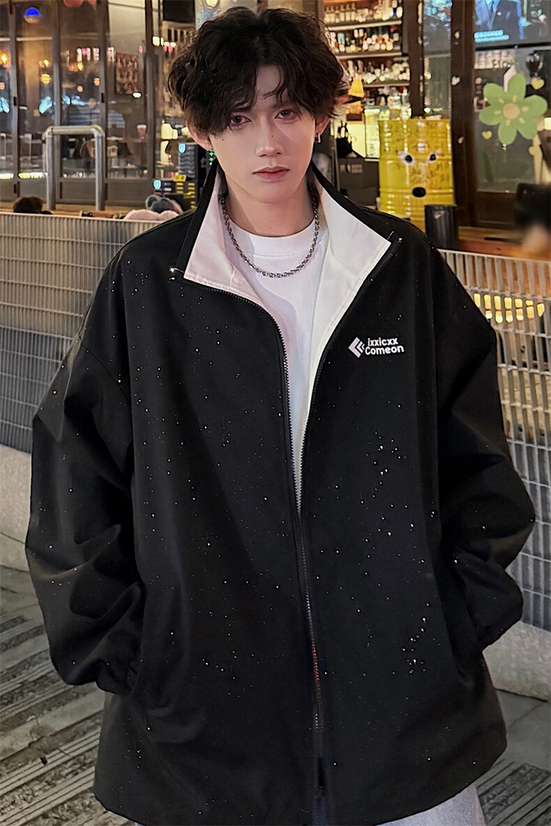 2026春季美式满天星两面穿夹克男大码痞帅冲锋衣J2663-特P55控88,男装夹克,电商A001