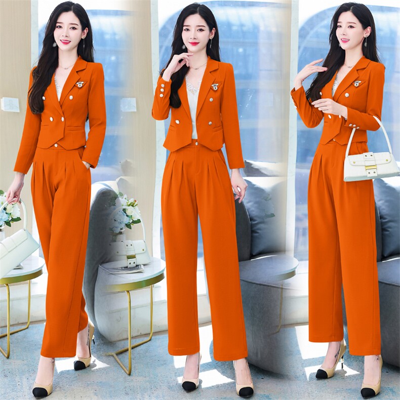 职业小西装套装女高级感2022秋装新款气质名媛女神范阔腿裤两件套,女装套装/套裙,韩美纤衣