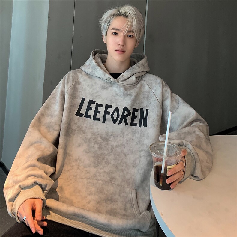重磅扎染设计连帽卫衣男春秋季oversize慵懒套头上衣W90-P58,男装卫衣,电商C307