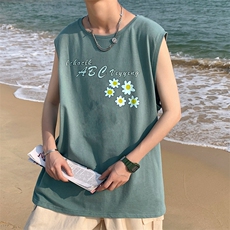 ！港风2023夏季无袖背心男加肥加大码宽松短袖T恤男BX263-P20，男装背心/马甲，电商B371
