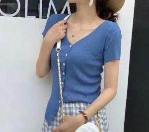 V领短袖打底开衫，女装，魅力元素