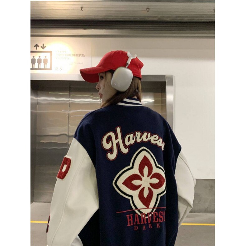 A515-P85街头学院风薄荷绿棒球服潮流百搭宽松情侣夹克上衣外套,男装夹克,星座911