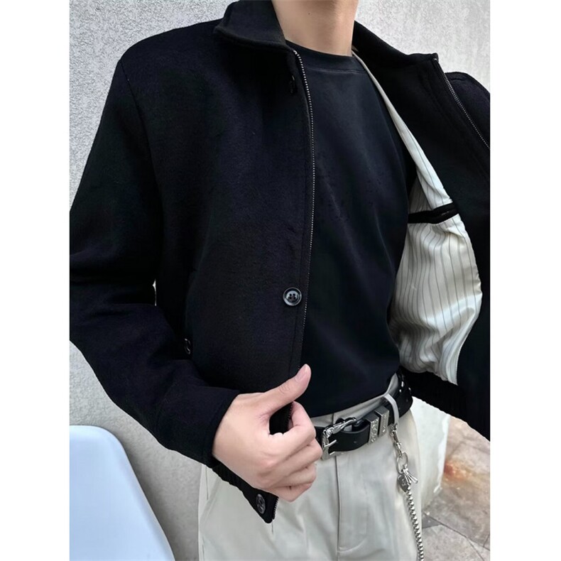 男士夹克小翻领抗皱外套春秋简约纯色微宽松休闲男装工装J3110,男装夹克,星座1116A（原606A-3）