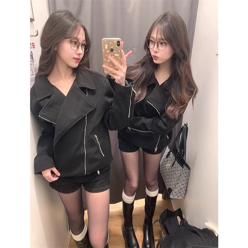 短款毛呢外套男女同款斜拉链解构设计感夹克套DY193-P90,男装夹克,星座1213