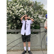 dk制服男纯棉白衬衫男短袖夏季宽松休闲大码半袖jk衬衣CS77-P48，男装衬衫，星座1007（原301D）