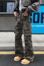 高街迷彩工装裤多口袋大码拼接显瘦微喇裤男K24054-特P58控108，男装休闲裤，电商A001-1