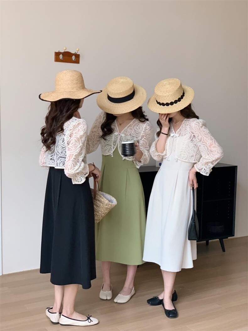 夏装蕾丝外套吊带裙两件套套装，女装背心吊带，佳其