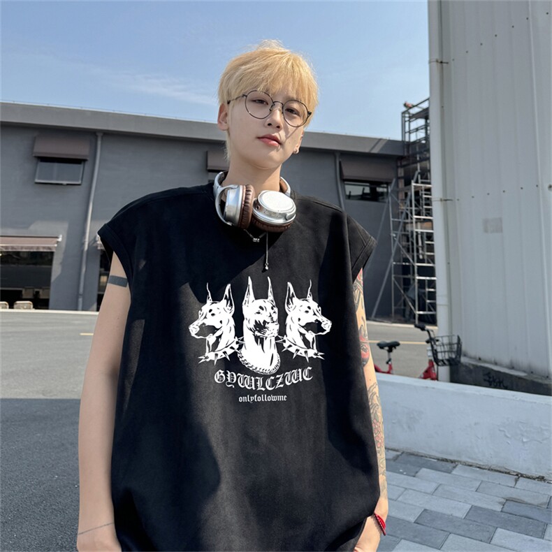 麂皮绒背心坎肩男T恤美式港风潮JB425-特P19控38,男装背心/马甲,电商B370