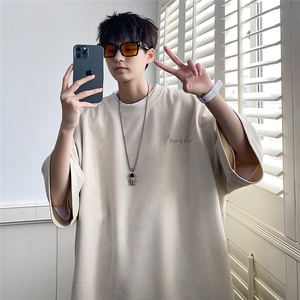 春夏新款麂皮绒美式字母烧花短袖M~5XL XZ604-DT305-P45控58图片