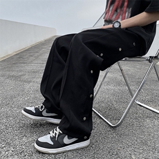 排扣冲锋裤男潮流ins宽松直筒裤子运动休闲长裤K0506-P35，男装休闲裤，星座308B-1