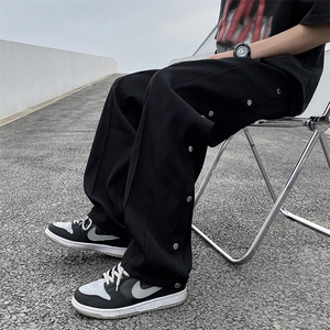 排扣冲锋裤男潮流ins宽松直筒裤子运动休闲长裤K0506-P35图片