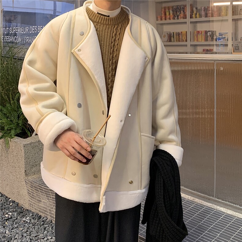 港风皮毛一体棉衣男高级感轻奢机车棉服男外套男8708P158控228,男装棉衣,星座226-1