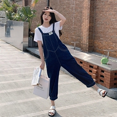 大量现货！放心推！牛仔背带裤套装女2024夏季新款女装两件套，女装套装/套裙，慧尚依恋