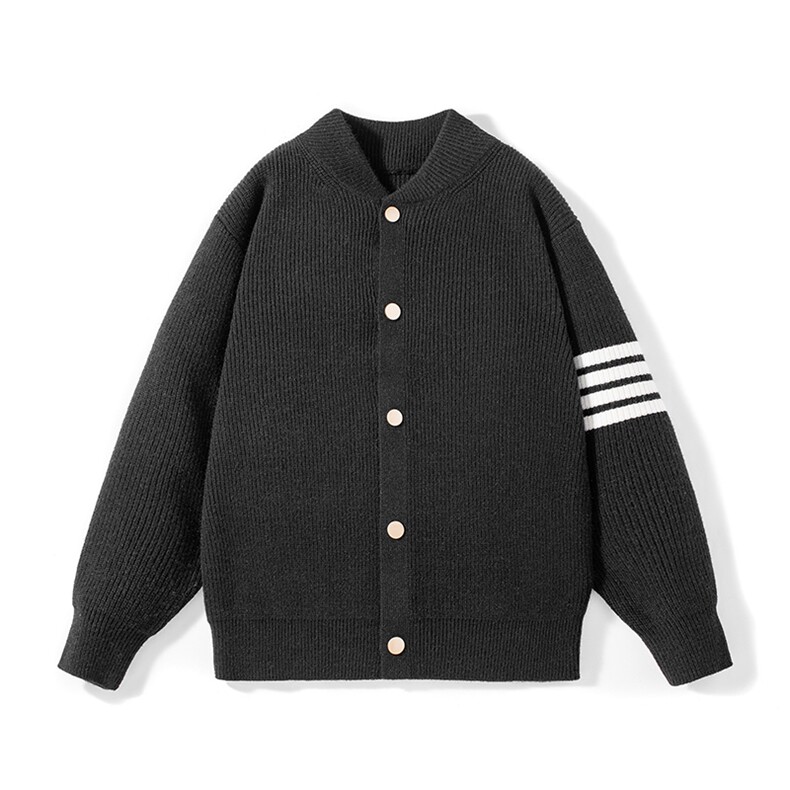 黑色高端三条杠潮牌秋冬新款男士针织开衫百搭休闲长袖，男装卫衣，星座914