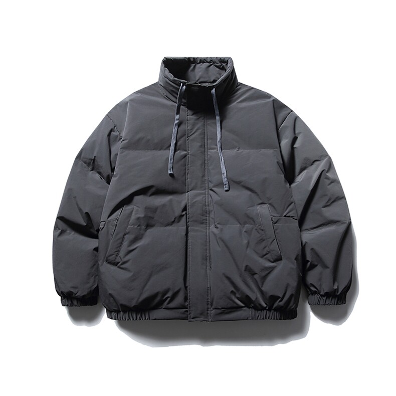 南夏乔装2025冬款纯色基础款立领抽绳羽绒服日系复古保暖面包服男,男装羽绒服,电商S006（B521）