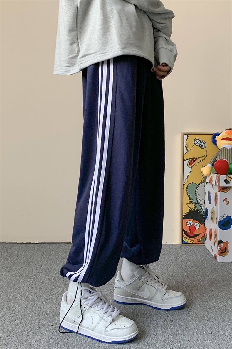 秋冬三条杠休闲裤纯色抽绳束脚运动裤男K200-P45,女装休闲裤,星座216(原A116)
