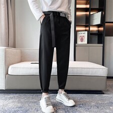 休闲裤男秋冬季新款修身锥形小脚裤韩版潮流纯色百搭西裤黑色长裤，男装西裤，电商A327