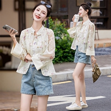 新中式国风盘扣上衣女2024秋季新款复古刺绣小衫气质高级感短外套，女装防晒衣，姿衣坊