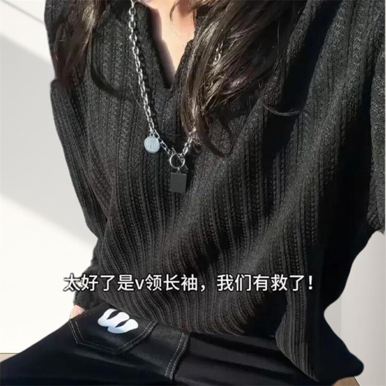 美式高街千鸟格子长袖T恤男女亨利V领英伦雅痞休闲宽松长袖打底衫,男装T恤,电商A443