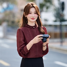 BAO现货2026春季新款时尚气质优雅女高级感减龄显瘦长袖百搭衬衣，女装衬衫，时尚俏佳人