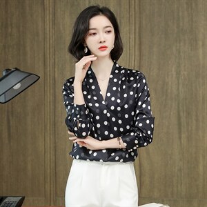 显瘦V领红色真丝衬衫女长袖纯色重磅真丝上衣衬衣小衫2026春装图片
