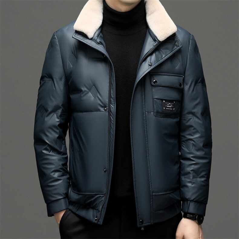 羽绒服男士立领外套2023冬季加厚保暖上衣新款中年商务休闲爸爸装,男装羽绒服,电商B212（原钱塘6029）