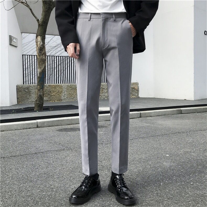 裤子男韩版潮流秋冬季新款九分小西裤男士修身垂感西装裤休闲长裤,男装西裤,星座505-2（原电商A260-1)